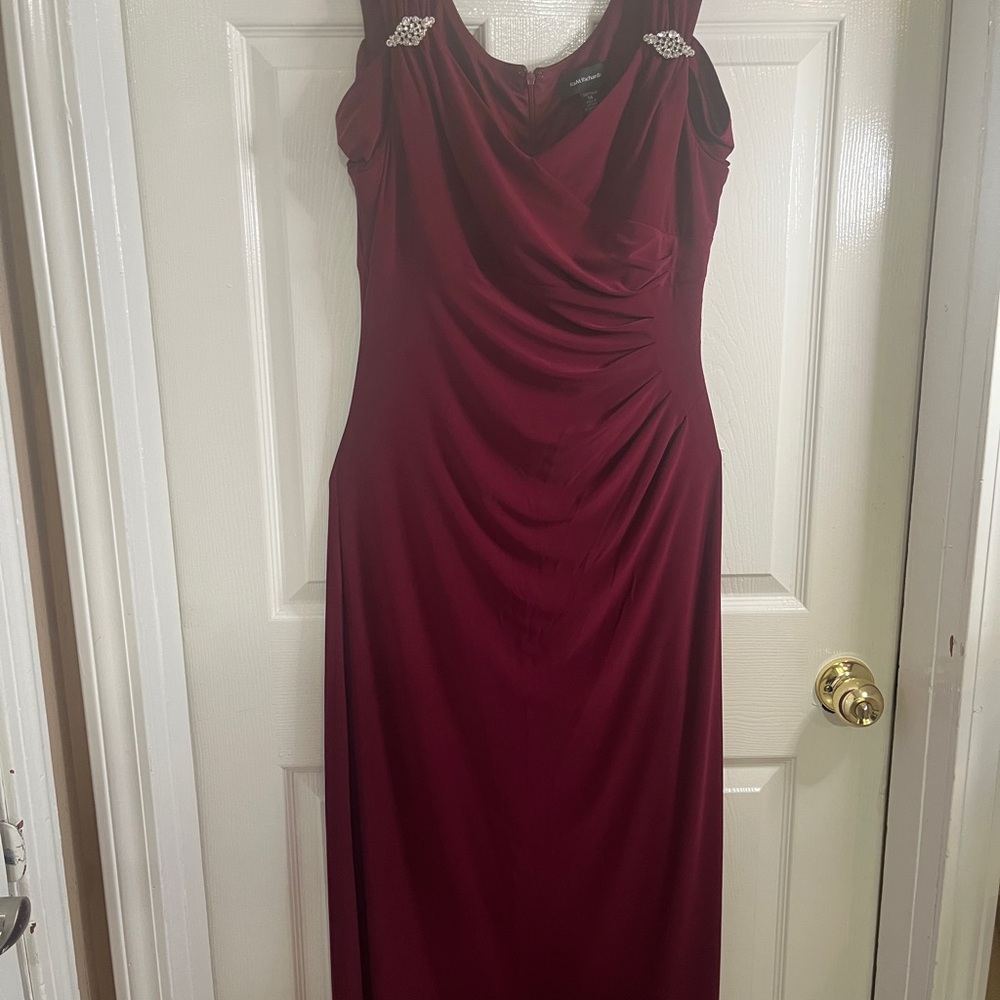 R&M Richards Red Ruched Maxi Gown